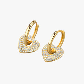 Punk Rock Love Heart Huggies Pendant Earrings Women Bohemian Luxury Zircon Gothic French Jewelry