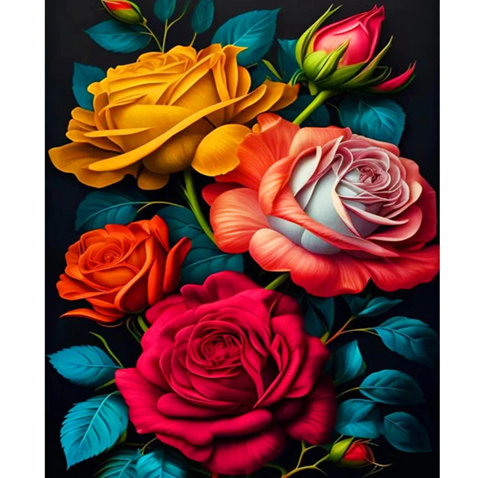 Paint by Numbers Flower Starter Kits Painting by Number on Canvas Acrylic Paints for Home Wall Decor 40x50cm/16x20inch