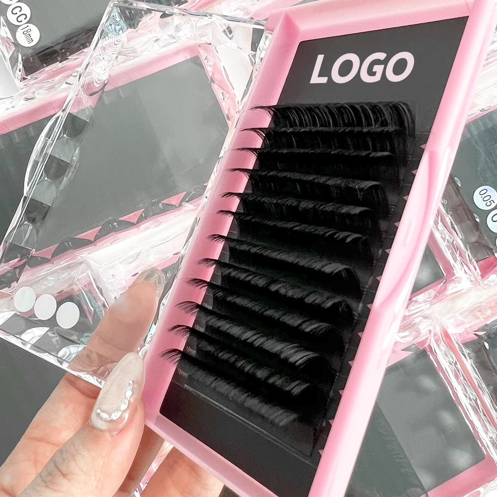 Wholesale Individual for Lash Trays Korean PBT Velvet Eyelash Extensions Natural Long Handmade Natural Black