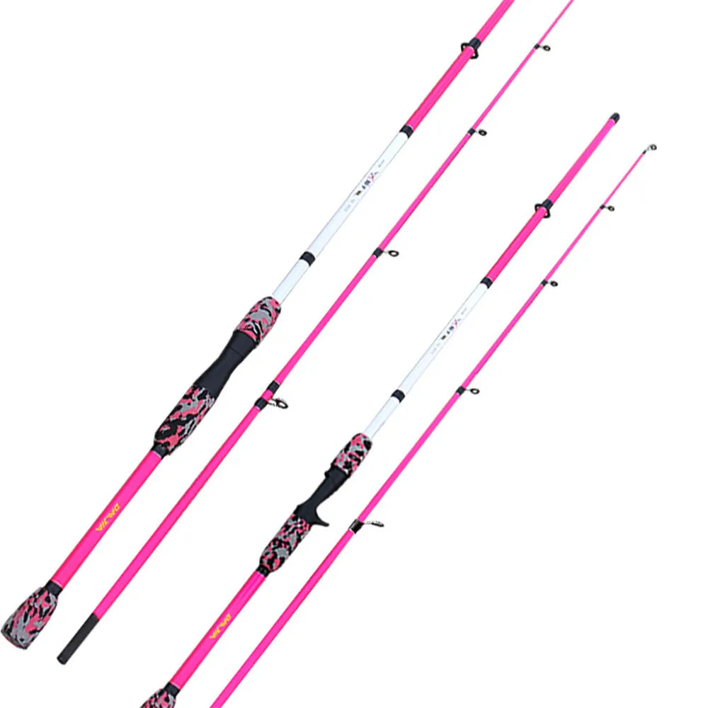 Newbility Rod Spinning Casting 2.1m 1.8m High Carbon 2 Sections Pink Fishing Rods