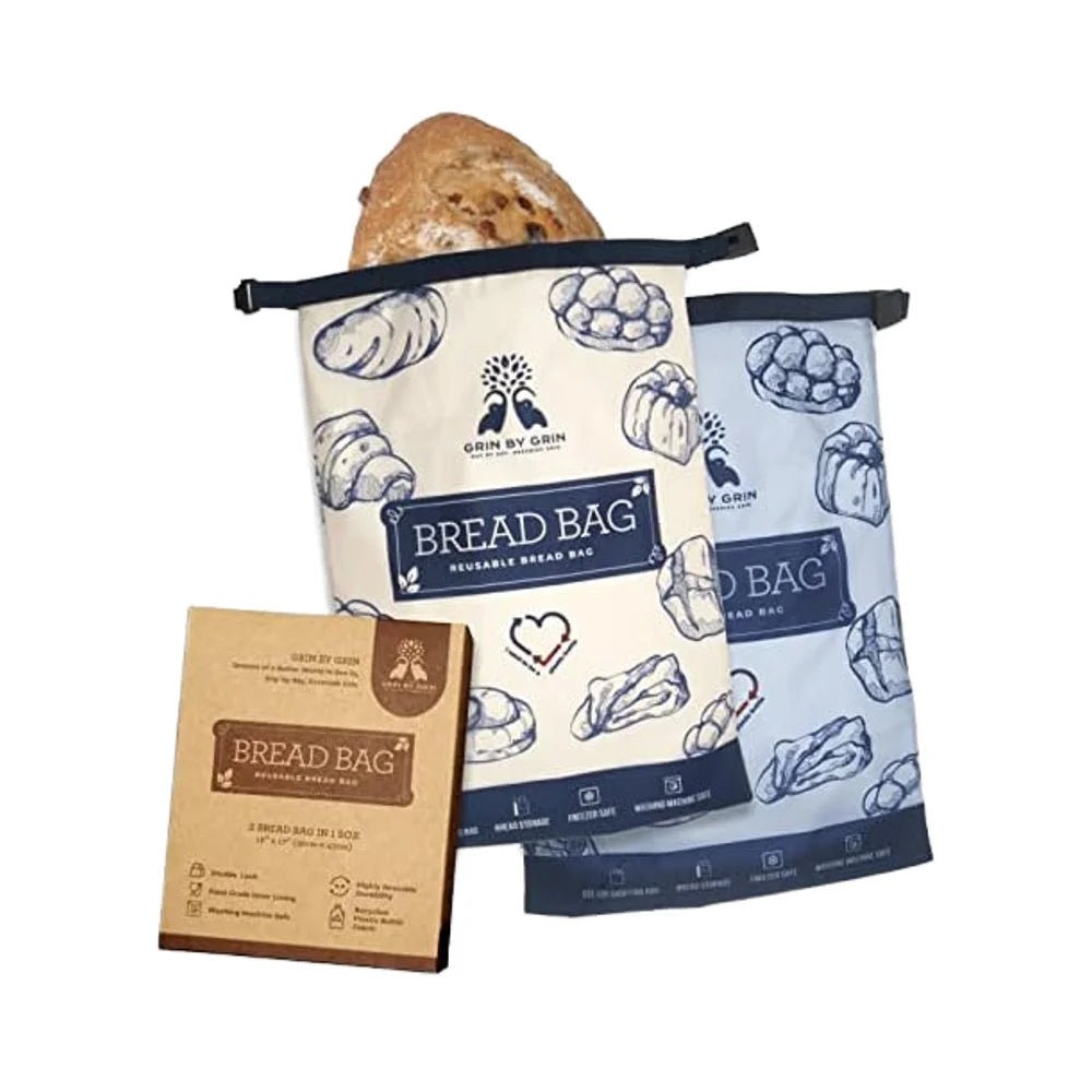 GRIN GRIN Extra Large Reusable Eco-friendly Plastic Food Storage Bags 2 Pack Zipper for Kitchen Use Freshness Preservation
