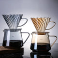 Custom Diamond Shape Smoke Color Pour Over Glass Coffee Pot Makers Dripper with Filter