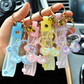 New Popular Sale Silicone Belt Keychain Holder Liquid Oil Flower Keychain for Bags