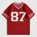 Custom Logo Breathable Jacquard Knit Pullover Top for Men 100% Cotton V-Neck Sweater Short Sleeve Jersey for Football Players