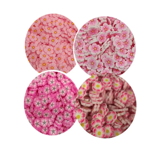 5mm Pink Polyme Clay Flower Sprinkles for Party Supplies Slime DIY Crafts Filling Accessories