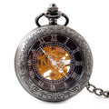 Antique Hollow Gold Manual Wind Watches Key Chain Mechanical Retro Roman Pocket Watch