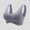 Women's Wire-Free Seamless Comfortable Gym Running Yoga Bra A/B Cup Shapewear with Lace Decoration for Sports and Exercise
