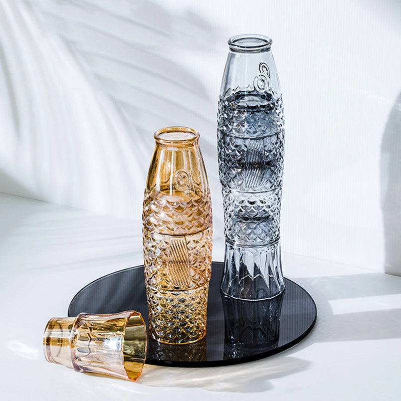 4 in 1 Koi Fish Shape Handmade Crystal Glass Water Coffee Cup Set Whiskey Wine Shot Glass Gift for Wedding Decoration