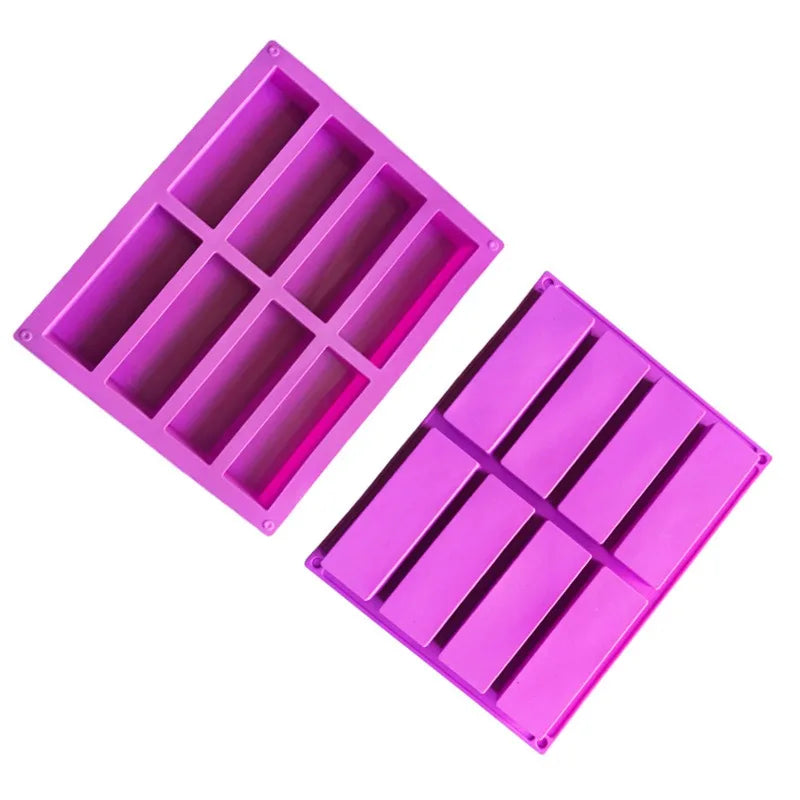 8 Cavity Rectangle Cereal Bar Silicone Mold Energy Bar Maker for Chocolate Bread Brownie Cornbread Cheesecake  Butter Mould