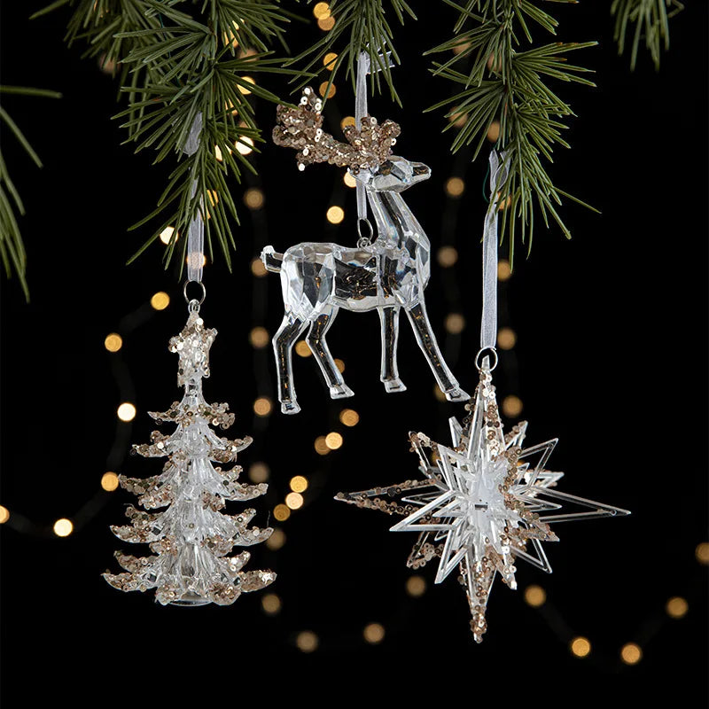 Christmas Decorations Plastic Hanging Ornaments Santa Xmas Pendants Christmas Tree Ornaments