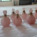 Hot Sale Natural Pink Crystal Perfume Pendant Rose Quartz Oil Bottle Stone Pendant Necklace for Woman