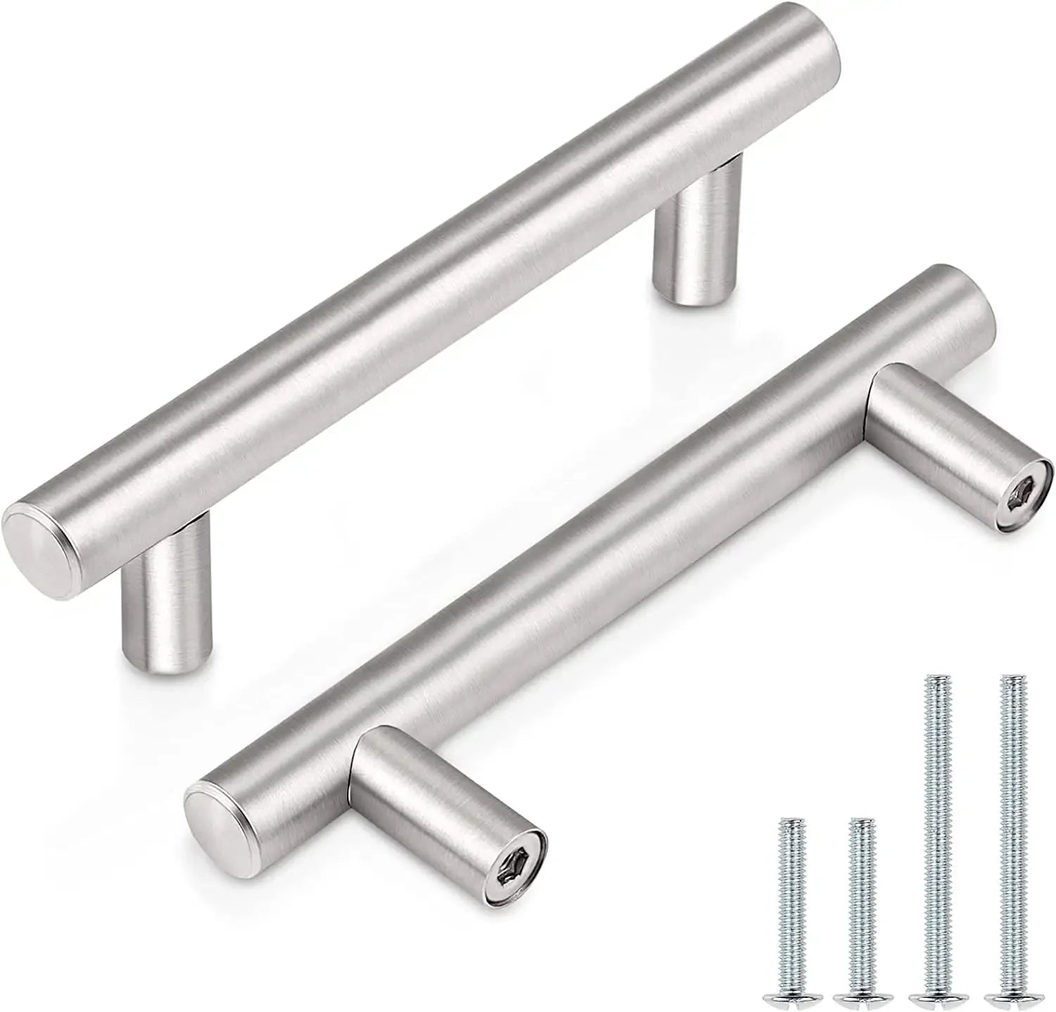 WEKIS 201 Stainless Steel T-shaped Drawer Pulls Simple Kitchen Cabinet Hardware Hollow Furniture Tube Feet for Wardrobe Dresser