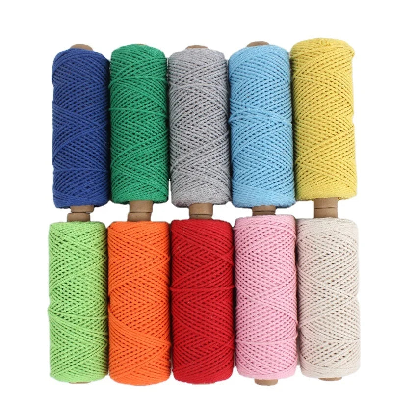Wholesale Anti-pilling Soft 3 Mm/100 m Macrame Cord Cotton Rope for Scarves Pillows Clothes Shaggy Dolls