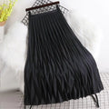 Summer New One Size Elastic Waist High Waist A-line Sagging Diamond Plaid Pleated Wave Pleated Half Dress
