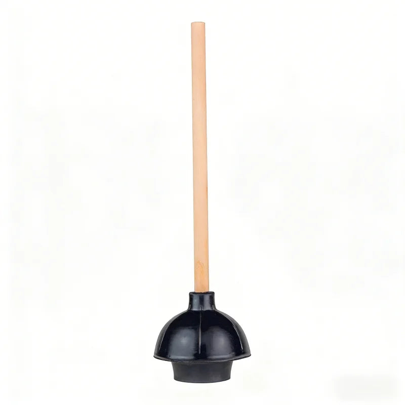Heavy Duty Toilet Plunger Commercial Double Thrust Force Cup With 18in Wood Handle Powerful Clog Remover for Bathroom & Kitchen