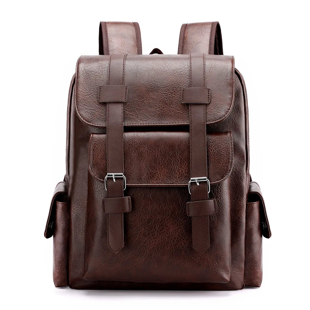 Stylish PU Leather Laptop Backpack for Men Women Large Capacity Travel Daypack Casual Computer Bag Business Office Wholesale
