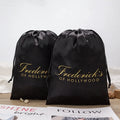 Luxury Black Satin Silk Dust Bag with Drawstring Closure for Handbags and Purses Embroidered Gift Pouch