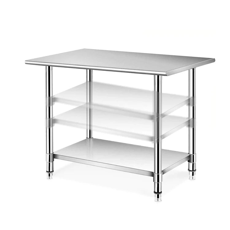 Commercial Stainless Steel Worktable Double Tube Removable Multifunctional Dining Table for Hotel Restaurant Kitchen Console