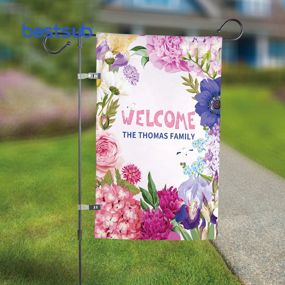 BestSub Wholesale Personalized 60x91cm Custom All-Season DIY Sublimation Fabric Rectangle Garden Flag Model GDF6091