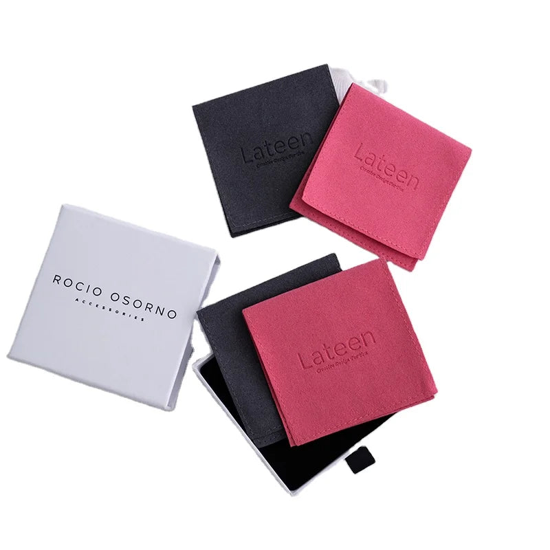 Custom Logo Small Jewelry Microfiber Suede Ring Bracelet Pouch Packing Jewelry Gift Velvet Pouch Flap Envelope Microfiber Pouch