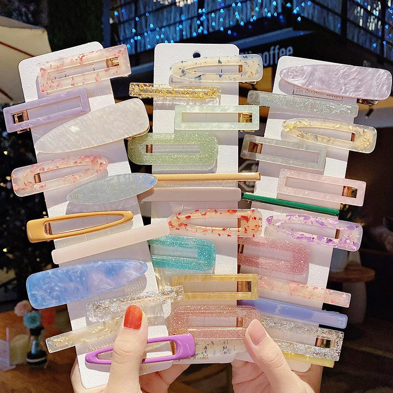 Princess Acetate Acrylic Hairpins Set Women Side Bangs Fix Fringe Barrette Makeup Tools Female Ladies Girls Headwear Hair Clips