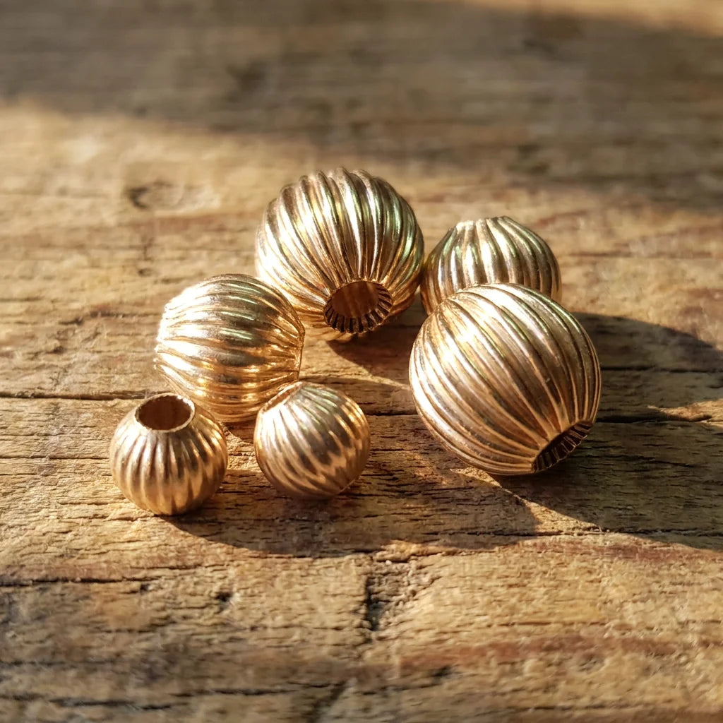GP US Straight Corrugated Pumpkin Stripe Beads Different Size 14k Gold Filled Permanent Jewelry Chains Jewellery Manufacturer
