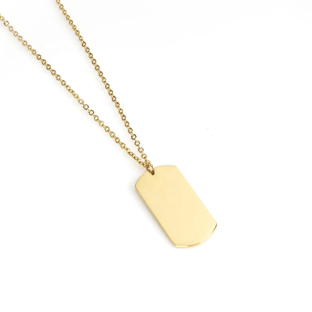 Custom 18K Gold Plated Stainless Steel Pendant Necklace Link Chain Trendy Style Blank Jewelry
