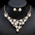 Luxury Girls Crystal Pearl Necklace Earrings Set Gold Wedding/Banquet Jewelry for Parties Engagements Valentine's Day Gift