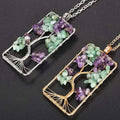 Life Tree Pendant Necklace Charms Gemstone Chakra Crystal Quartz Pendants Chakra Healing Charm for Women