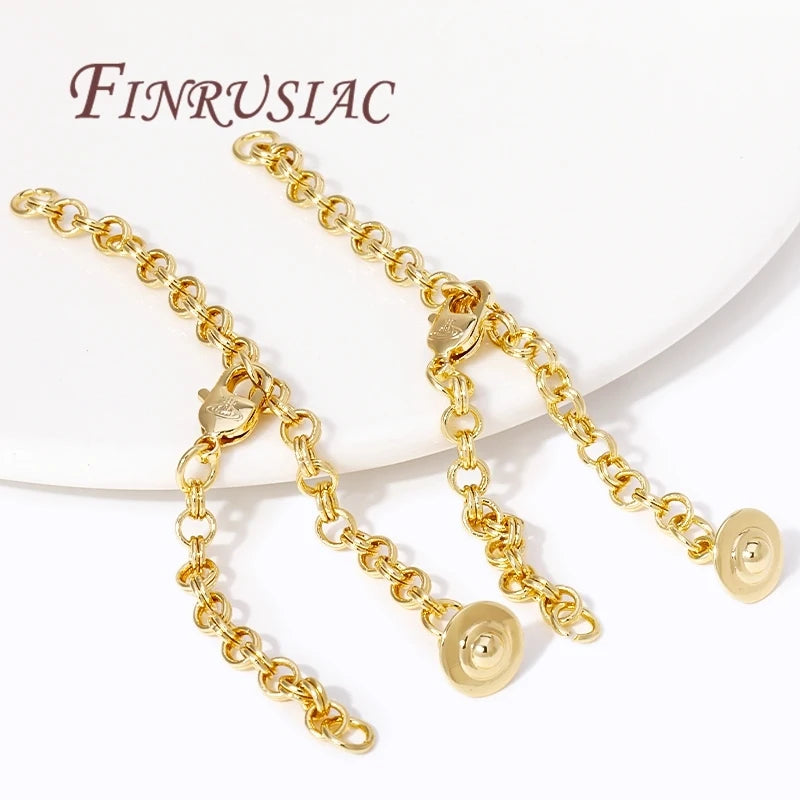 18K Gold Plated Lobster Clasps Connector Extension Tail Chain for DIY Jewelry Bracelet Extender Chain Accessories