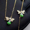 New Design Handmade 925 Sterling Silver 18k Gold Plated Natural Diopside Butterfly Large Pendant Necklace