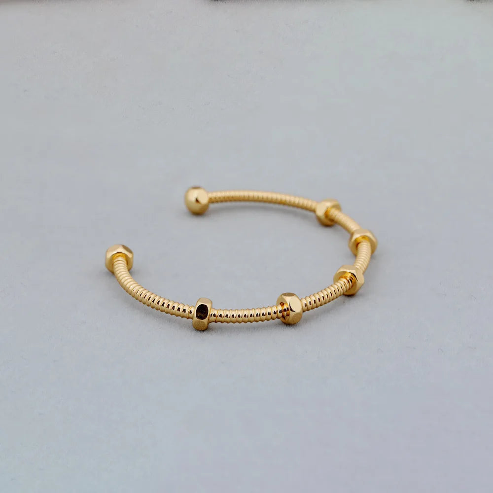 18 k Gold Plated Brass Screw Cap Bracelets Openable Bangles for Women