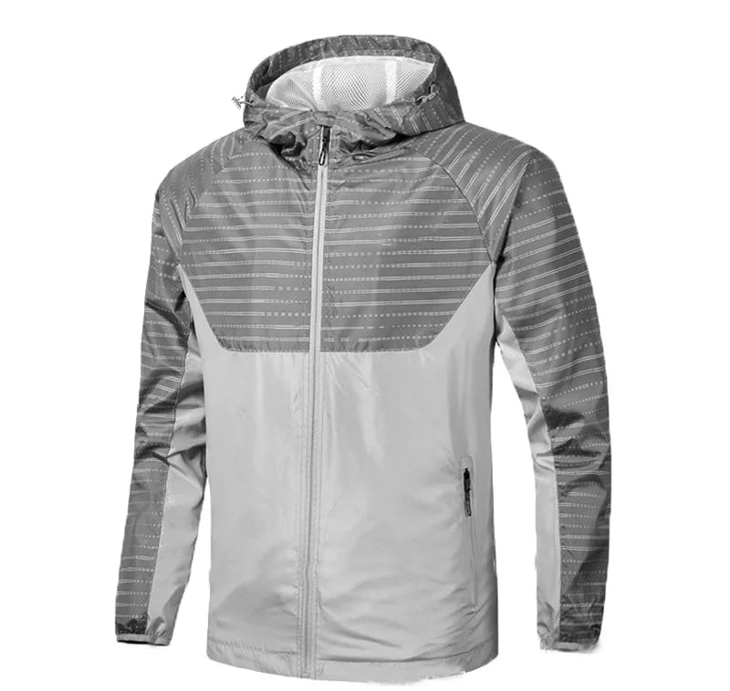 Men Stylish Windbreaker Jacket Male Running Full Zip Coat With Hood Men's Training  Windproof Jacket Coats for Men