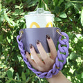 Popular Minimalist Coffee Cup Sleeve Holder Chain Handle Personalized Colorful Insulated Carry PU Leather Beverage Cup Holder