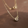 DUYIZHAO 925 Silver Loop Good Luck Full Diamond Necklace Women Wonderful Interlocking Pendant Necklace Fine Jewelry Necklaces