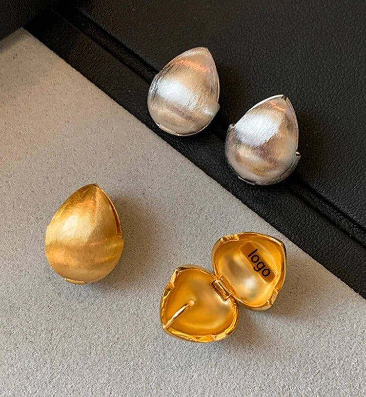 2024 New Brushed and Frosted Brass Drop Stud Earrings Universal Jewelry Customization