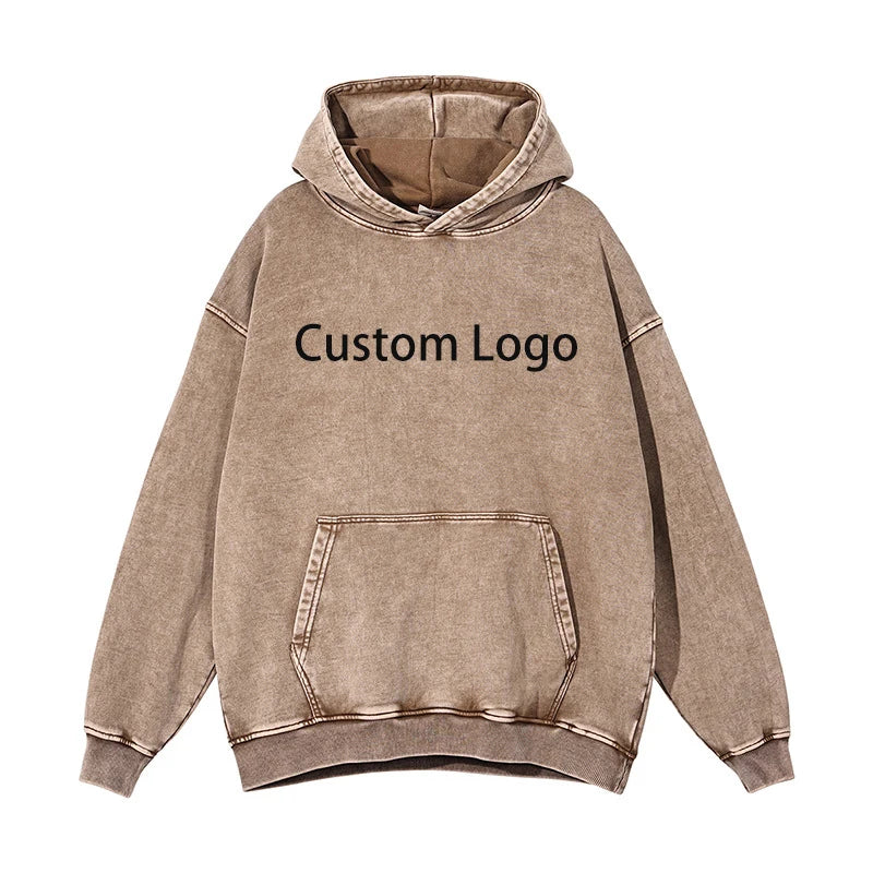 Evertop Custom Logo 420 Gsm Vintage Washed Men Hoody 100% Cotton Hoodie Blank Oversized