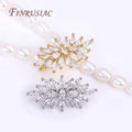 18K Real Gold Plated Full Zircon Rhinestone Luxury Pearl Clasp Fastener Flower Design for DIY Pearl Necklace