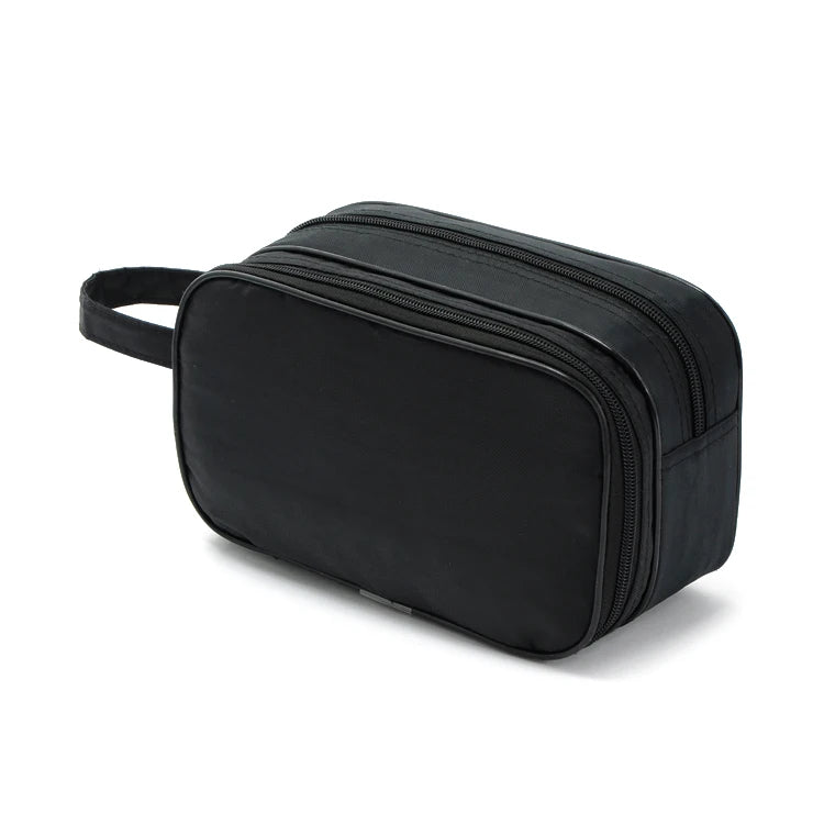 Men's Fashionable Black Waterproof Polyester for Toiletry Bag Zipper Closure Hanging Feature Custom Logo Case for Large Travel