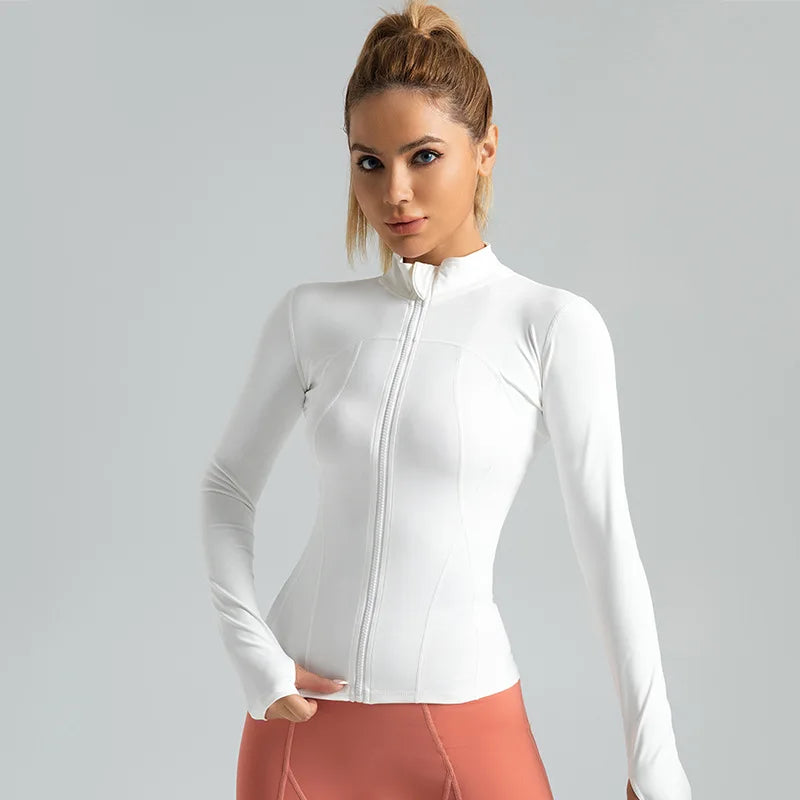 Customized Running Training High Quality Long-sleeved Yoga Clothing Zipper Quick Dry Running Jackets Girls Yoga Jacket
