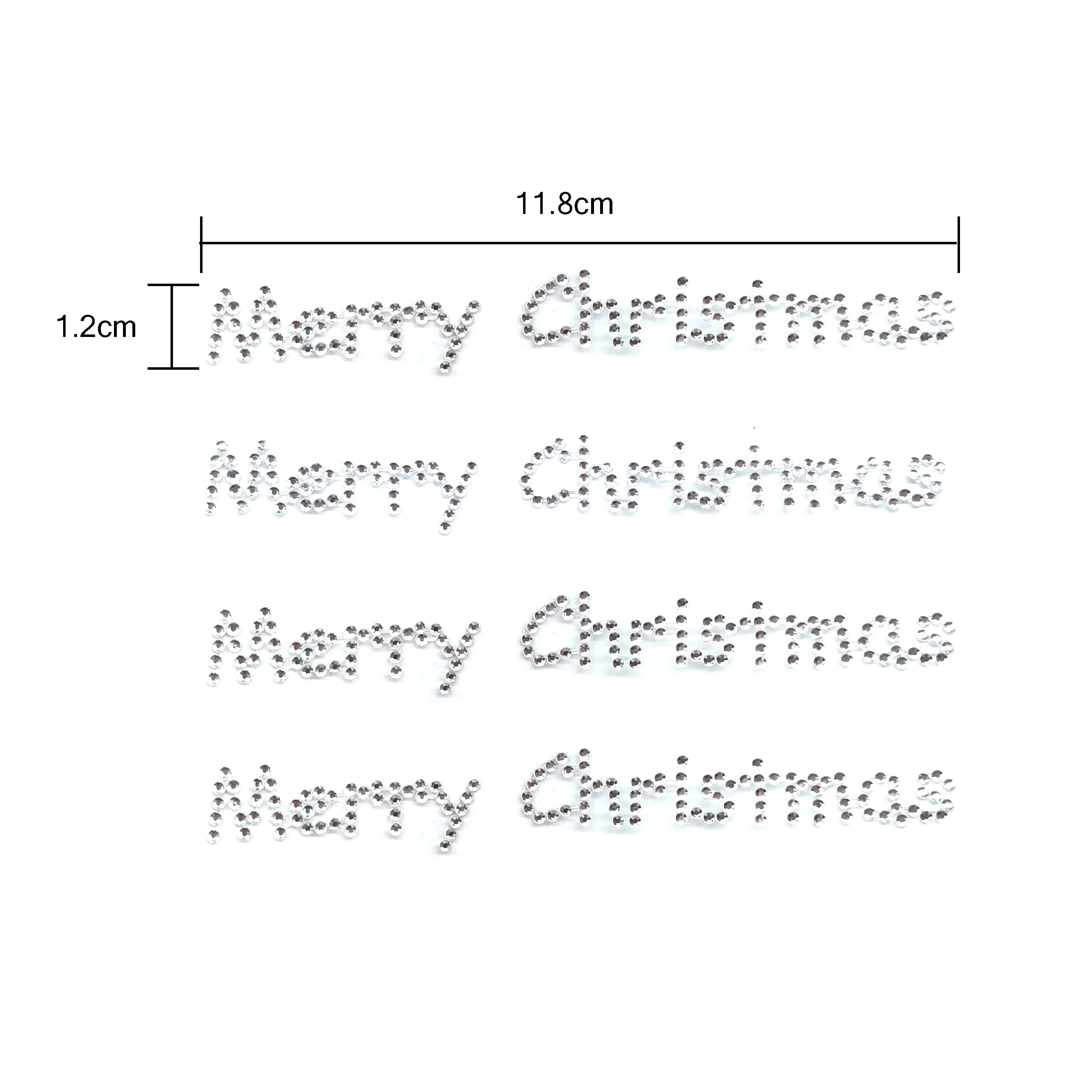 Motto Merry Christmas Rhinestone Sticker Self Adhesive Gem Rhinestone Sticker Sheet for Craft Art Making