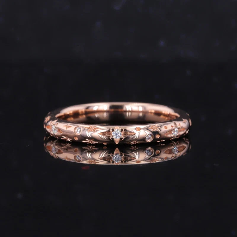 Starsgem 10k Solid Gold  Luxury Fashion Jewelry CVD HPHT  VVS Full Lab Grown Eternity Diamond Hand Band Ring
