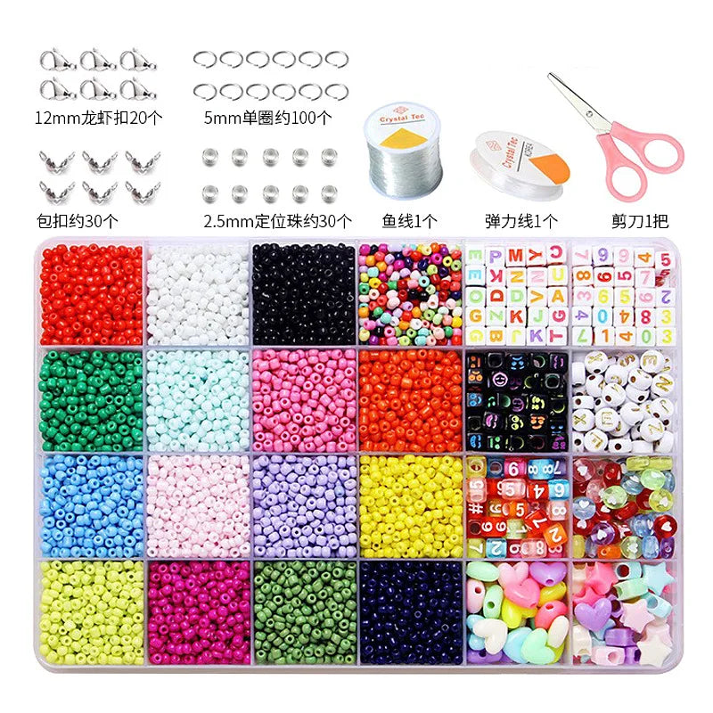 Factory New Design  3mm Glass Seed Beads DIY Set  24 Grids Solid Color Seed Beads Set for Diy Jewelry Making