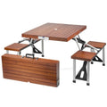Outdoor Solid Wood One-piece Folding Tables and Chairs Portable Wooden Picnic Aluminum Alloy Folding Tables and Chairs CNLF