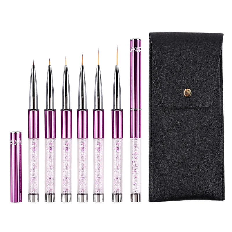 Popular 5/7/9/11/15/20mm Striping Nail Art Brushes for Long Liner Details Fine Designs 6pcs Liner Brushes Set