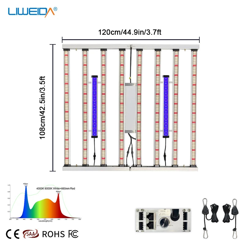 LIWEIDA New Arrival Commercial Horticulture Full Spectrum IP65 LED Grow Light 720W 6000K UV IR Bloom for Greenhouse