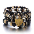 41 Styles New Arrived Bedohemia Colorful Gemstone Multilayer Bead Charm Beaded Love Heart Pendant Bracelet Sets