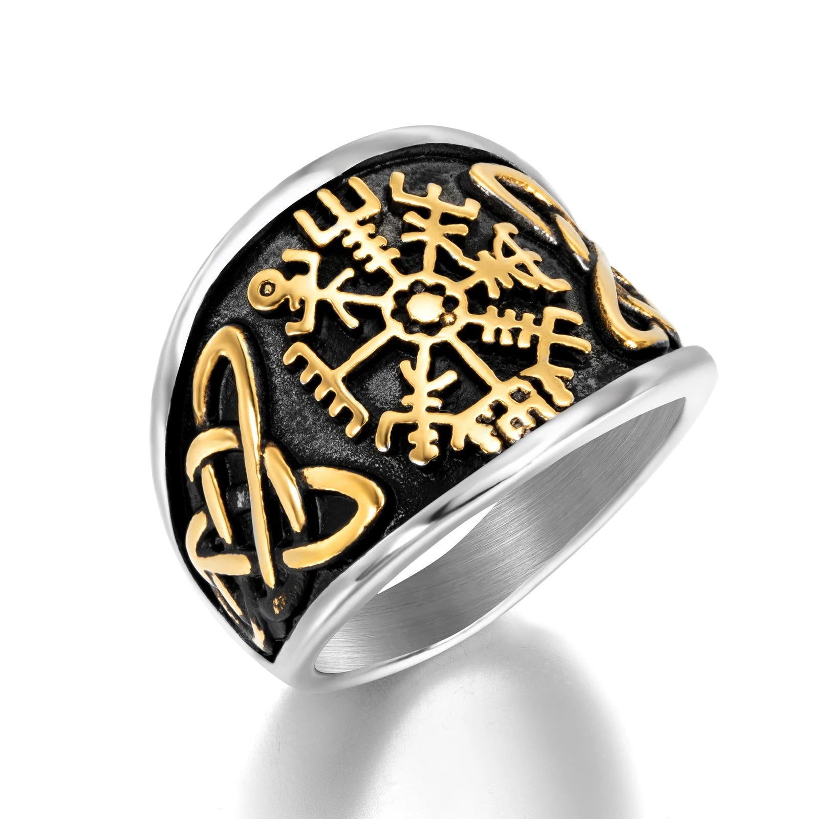 Waterproof Viking Man Ring Jewelry Classic Nordic Stainless Steel Silver Runes Amulet Ring for Man