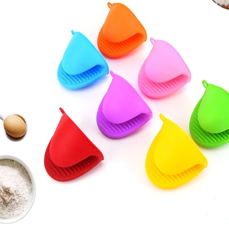 Custom Colorful Mini Oven Silicone Mitts Gloves Heat Resistant Cooking Pinch Mitts with Pot Holder
