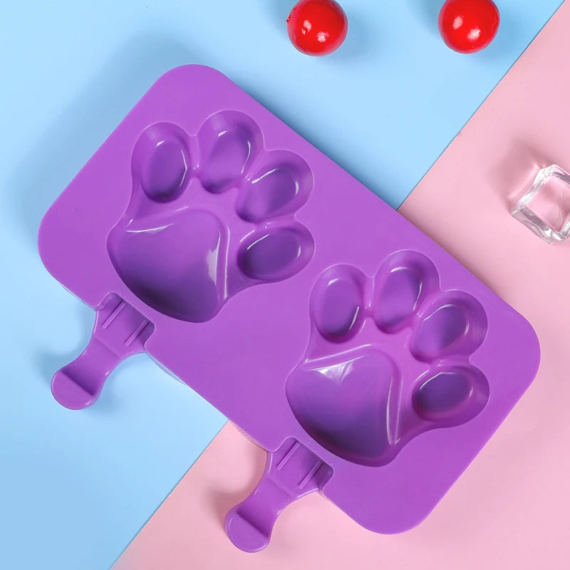 SILIKOLOVE Factory Silicone Ice Cream Mould LFGB Platinum 100% Food Grade Non Stick Cat Paw Print Popsicle Mold Ice Cream Mold